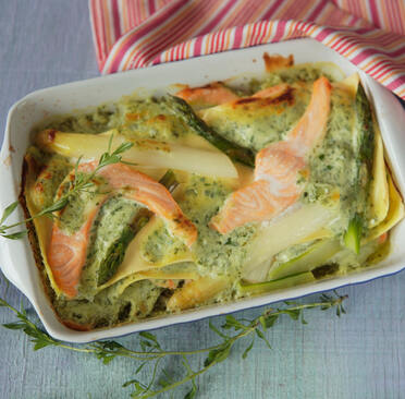 Spargel-Lachs-Lasagne